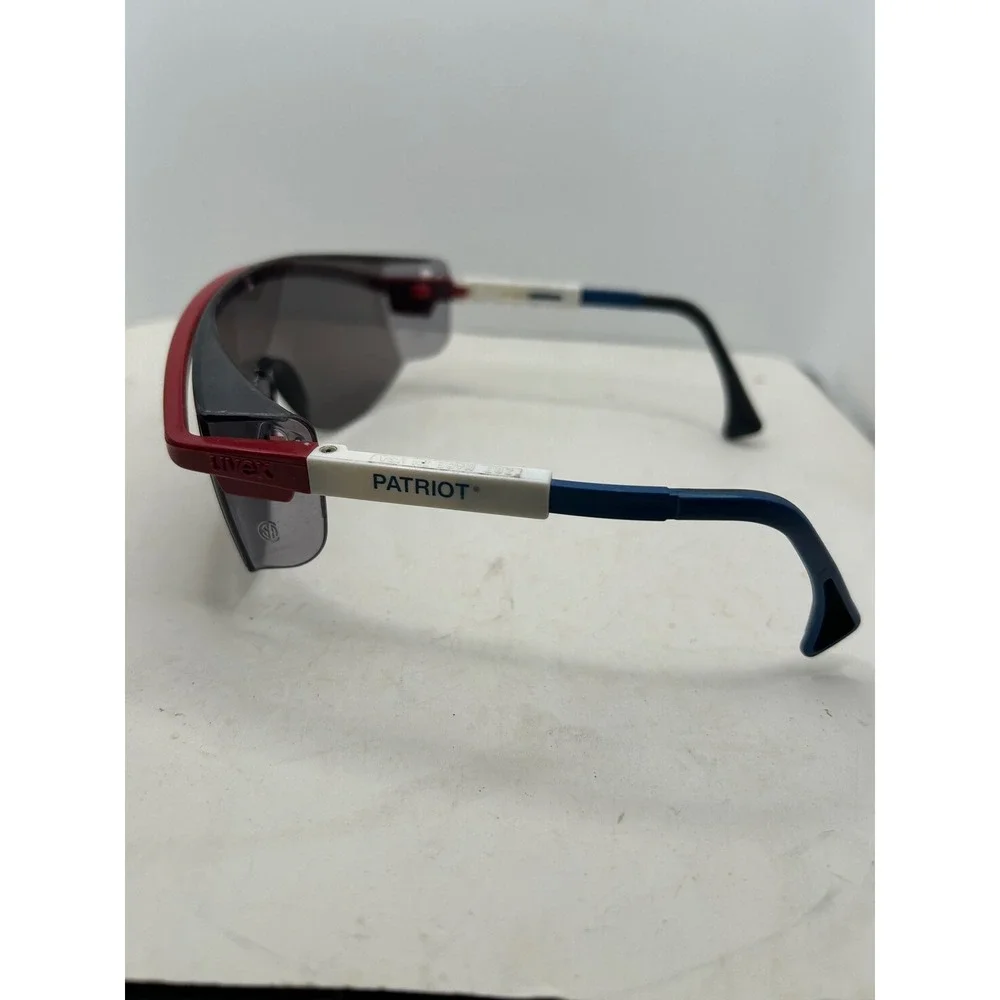 Vintage Uvex Patriot Safety Sunglasses Red White Blue Wrap Shield Made in USA